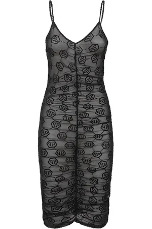 Philipp Plein Vestido de tul con monograma
