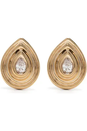 Dana Rebecca Designs Aretes Nana Bernice Teardrop en oro amarillo de 14kt con diamante