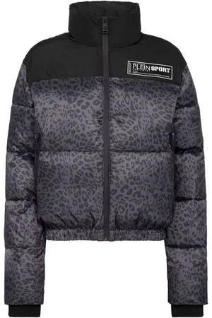 Philipp Plein Chamarra capitonada con estampado de leopardo