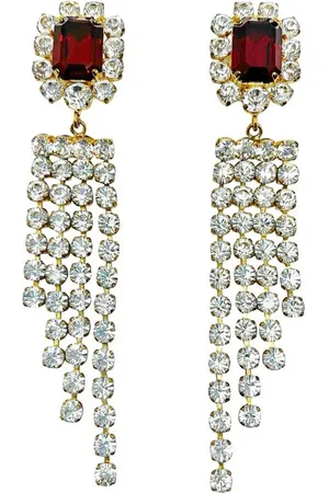 Dolce & Gabbana Vintage Dolce & Gabbana Ruby Glass & Diamante Chandelier Earrings 1990s