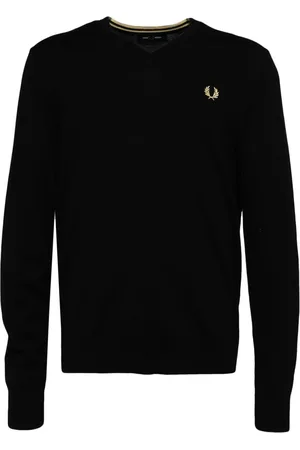 Fred Perry Suéter con logo bordado y cuello en V