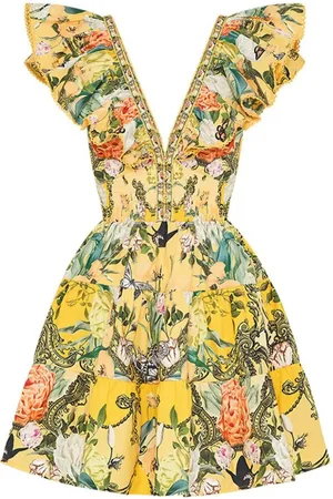 Camilla Vestido corto estampado con volantes