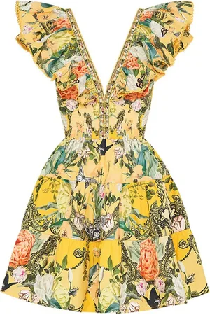 Camilla Vestido corto estampado con volantes
