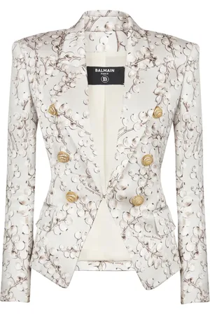 Balmain Blazer satinado con estampado de grosella