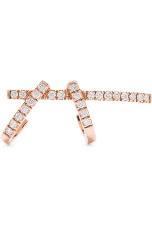 GOLD Arete Double Dada en oro rosa de 18kt con diamante