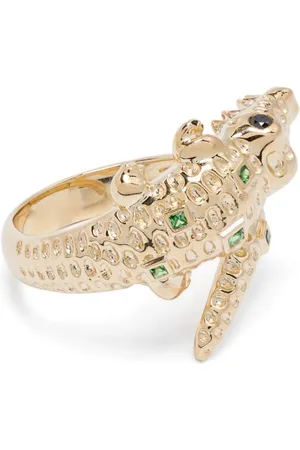 YVONNE LÉON Anillo Crocodile en oro amarillo de 9kt con gemas
