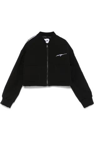 Msgm Chamarra bomber con franjas del logo