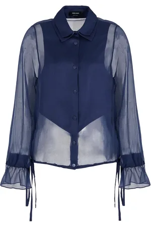 Giorgio Armani Top de seda semitransparente manga larga