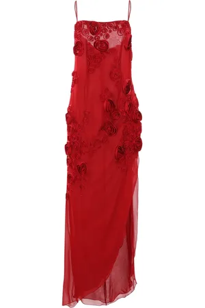 BLUMARINE Vestido largo con rosas bordadas
