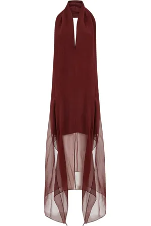 Salvatore Ferragamo Vestido de seda con cuello halter