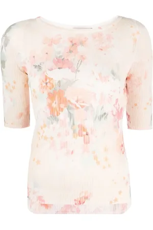 Twin-Set Top de canalé con estampado floral