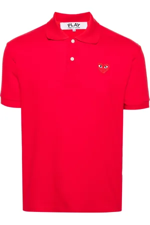 Comme des Garçons Playera tipo polo de piqué con parche de corazón