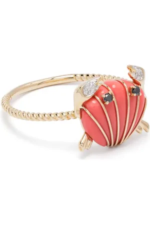 YVONNE LÉON Anillo Mini Crab en oro amarillo de 9kt con diamantes