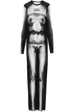 Jean Paul Gaultier Vestido largo con cuerpo estampado