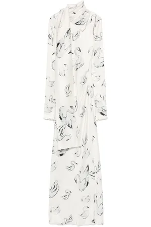 Msgm Vestido largo con cisnes estampados