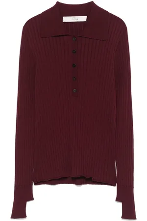 TELA Playera tipo polo tejida de canalé
