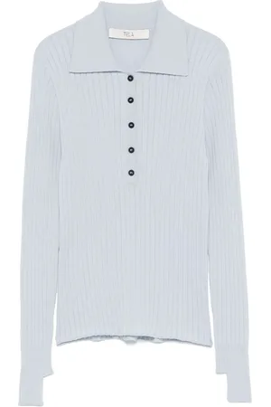TELA Playera tipo polo tejida de canalé