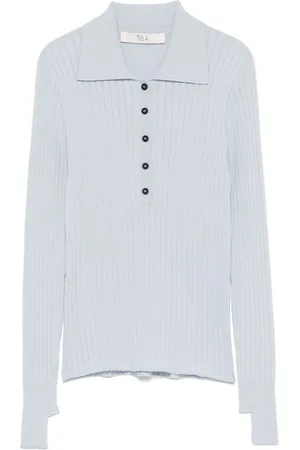 TELA Playera tipo polo tejida de canalé