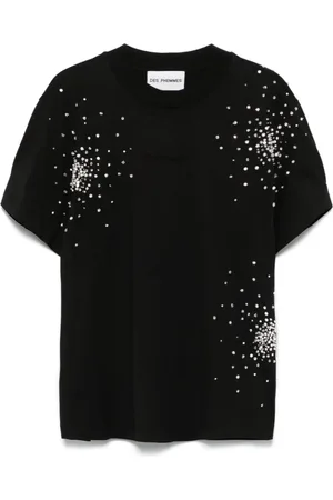 Des Phemmes Playera con detalles de cristal