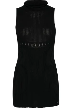 CHANEL Top tejido de canalé sin mangas 2003
