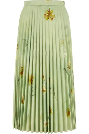 Balenciaga Falda midi con estampado floral y diseño plisado