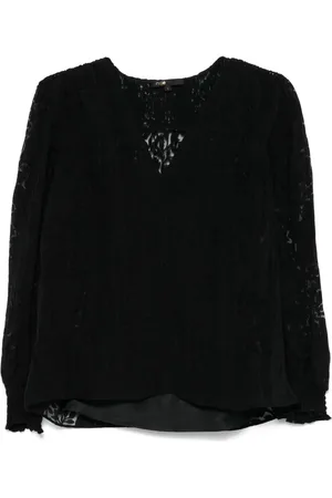 Maje Blusa con motivo floral en jacquard