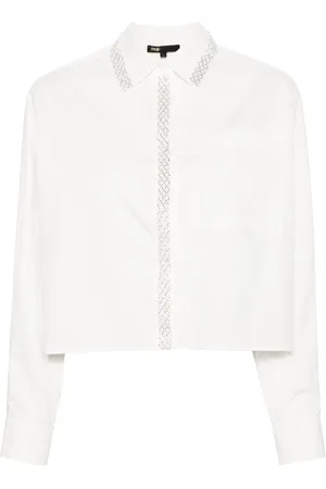 Maje Camisa corta con mostacillas en el cuello