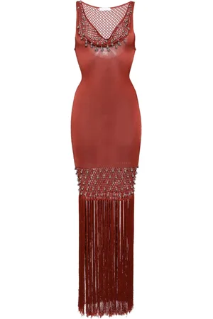 Paco rabanne Vestido largo con flecos de crochet