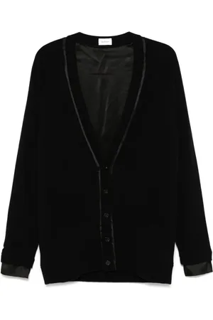 Saint Laurent Cárdigan con ribete de seda