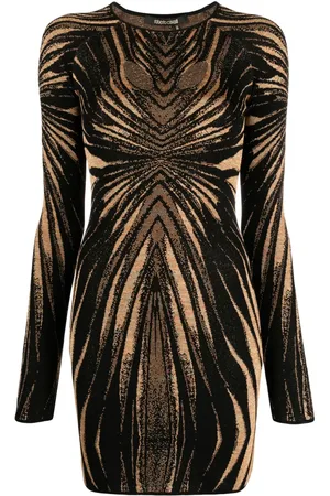 Roberto Cavalli Vestido corto con motivo en jacquard y aberturas