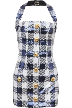 Balmain Vestido corto bordado con lentejuelas