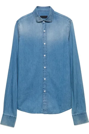 Prada Camisa de mezclilla con logo triangular