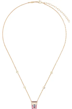 JACQUIE AICHE Collar en oro amarillo de 14kt con diamantes y aguamarina