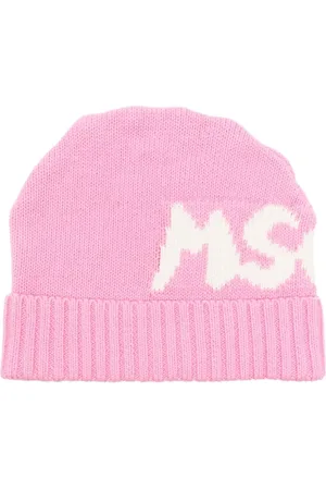 Msgm Gorro tejido con logo en intarsia