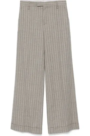 Brunello Cucinelli Pantalones palazzo con rayas estampadas
