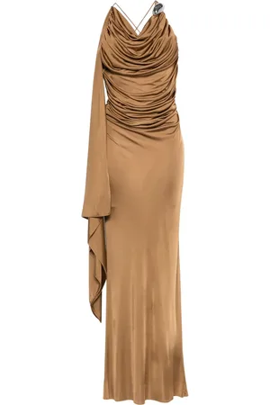 GIUSEPPE DI MORABITO Vestido largo con diseño drapeado y detalle de broche