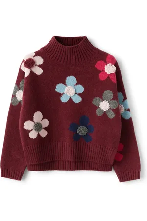 Il gufo Suéter tejido con motivo floral en intarsia