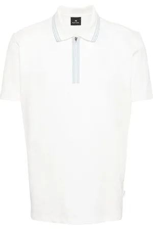 Paul Smith Playera tipo polo con cierre y detalle de rayas