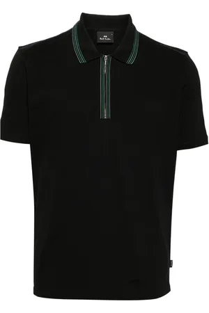 Paul Smith Playera tipo polo con cierre y detalle de rayas