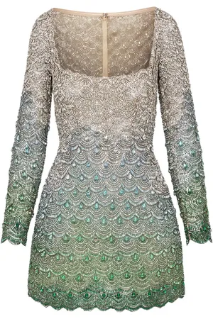 Oscar de la Renta Vestido de coctel con cristales bordados