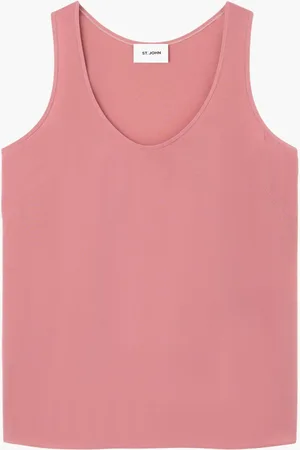 ST. JOHN Camiseta de seda con cuello redondo