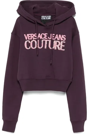 VERSACE Hoodie corta con logo bordado