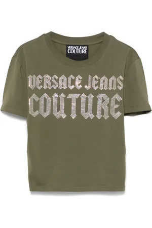 VERSACE Playera con logo y detalles de cristal