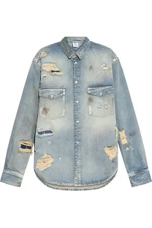 Vetements Camisa de mezclilla con efecto envejecido