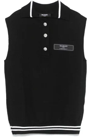 Balmain Playera tipo polo con parche del logo
