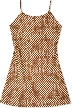 ERL Vestido corto de velour con estampado de cuadros