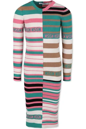 Msgm Vestido tejido con logo en intarsia y motivo de rayas