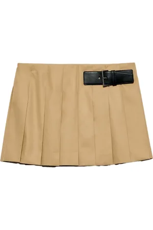 Prada Falda corta con diseño plisado y hebilla