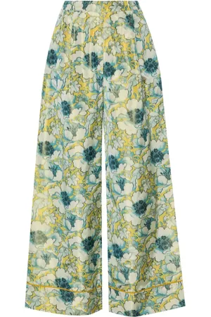 CARINE GILSON Pantalones de pijama de seda con tiro alto
