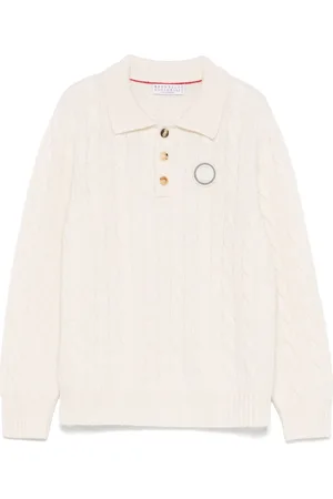 Brunello Cucinelli Playera tipo polo con parche del logo
